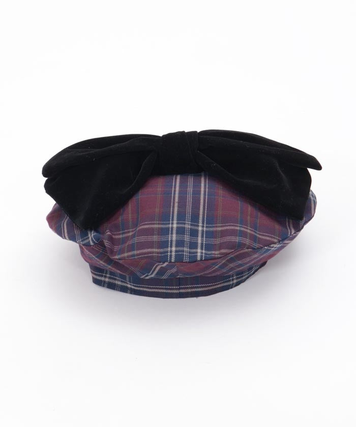 Tartan Plaid Ribbon Beret