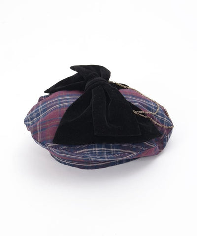 Tartan Plaid Ribbon Beret