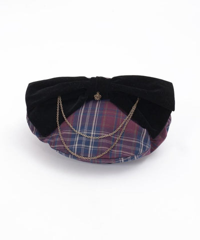 Tartan Plaid Ribbon Beret