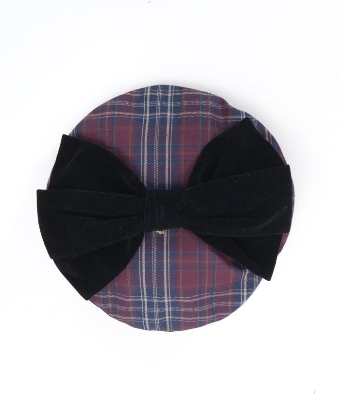 Tartan Plaid Ribbon Beret