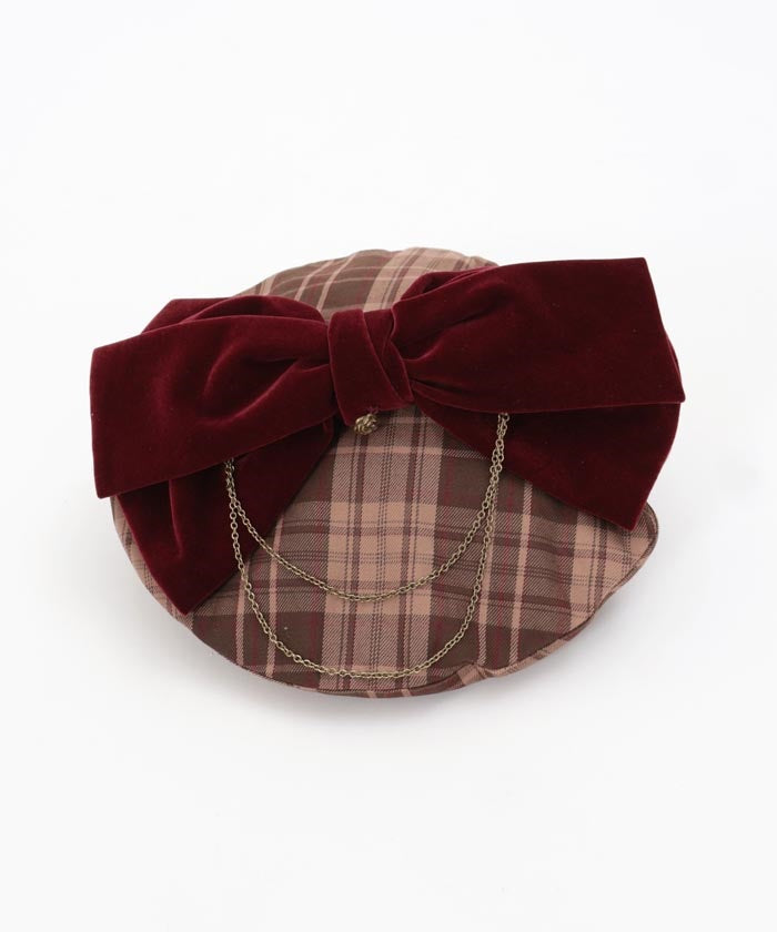 Tartan Plaid Ribbon Beret