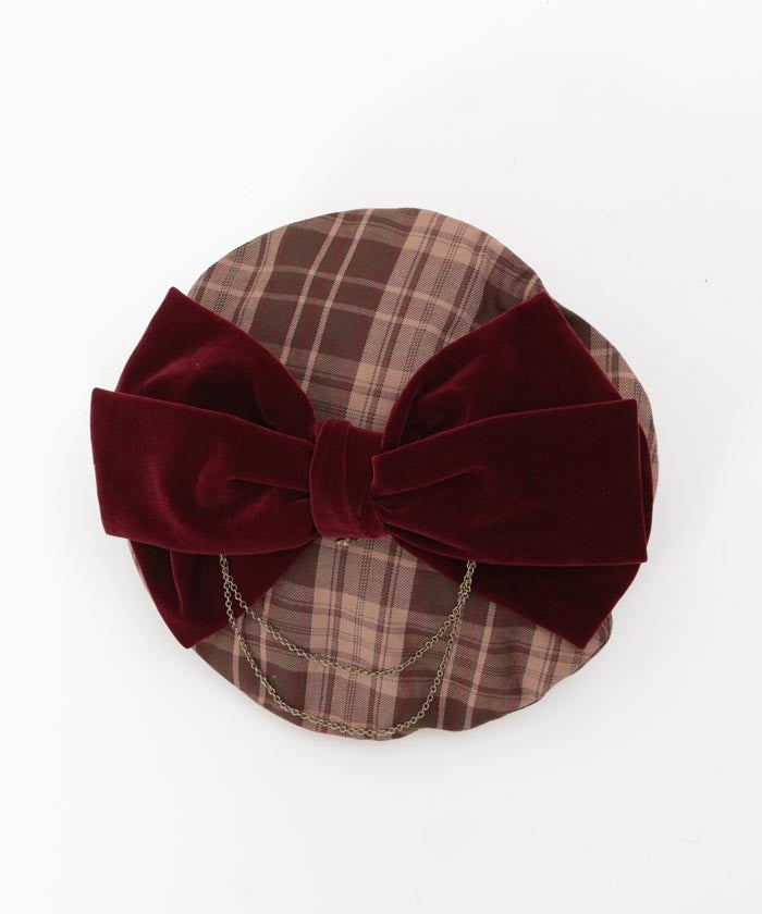 Tartan Plaid Ribbon Beret