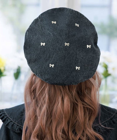 Ribbon Parts Denim Beret