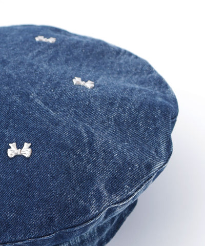 Ribbon Parts Denim Beret