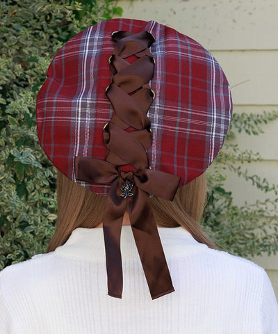 Tartan Plaid Ribbon Beret