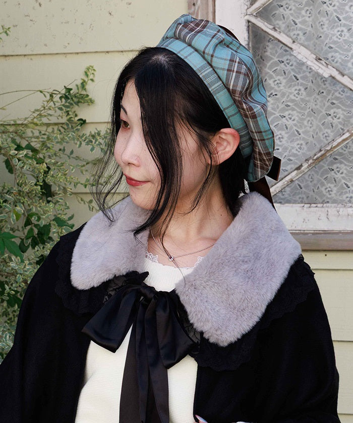 Tartan Plaid Ribbon Beret