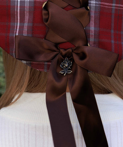 Tartan Plaid Ribbon Beret