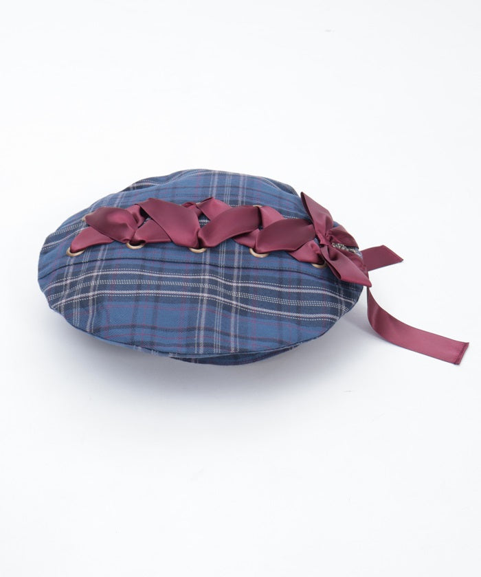 Tartan Plaid Ribbon Beret