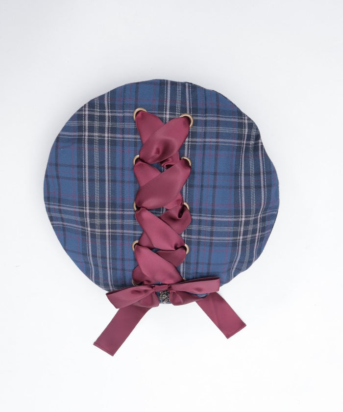 Tartan Plaid Ribbon Beret