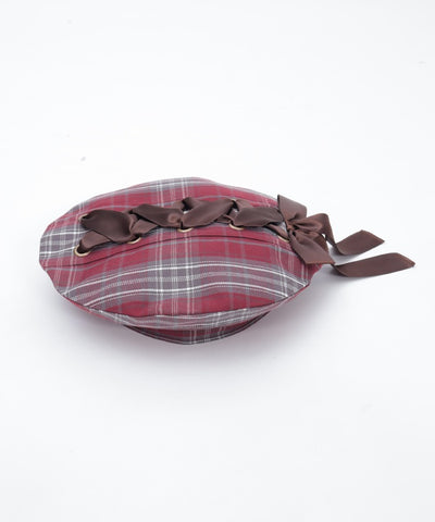 Tartan Plaid Ribbon Beret