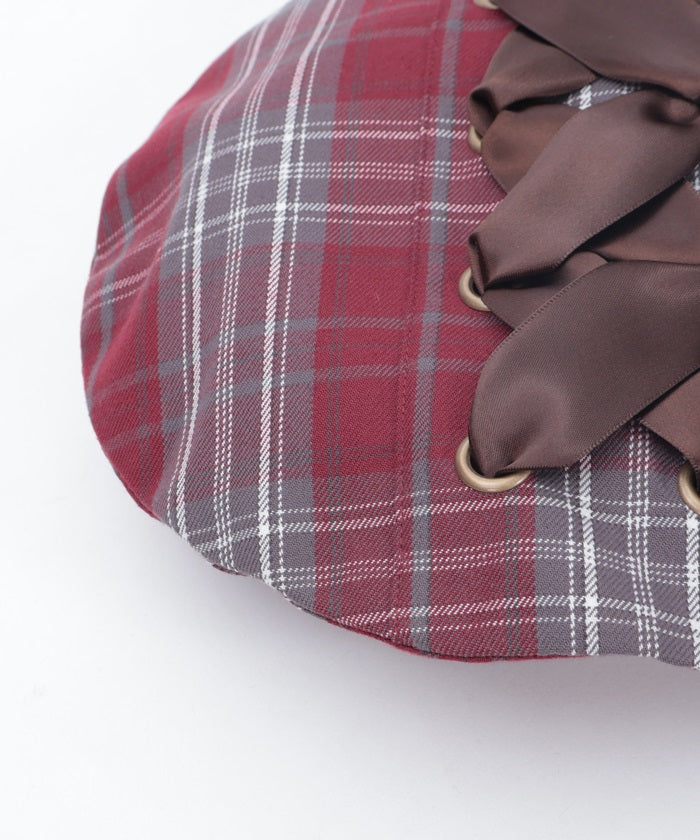 Tartan Plaid Ribbon Beret
