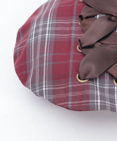 Tartan Plaid Ribbon Beret