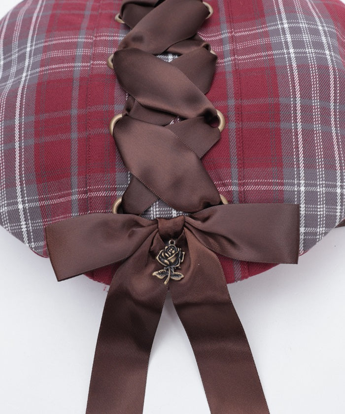 Tartan Plaid Ribbon Beret