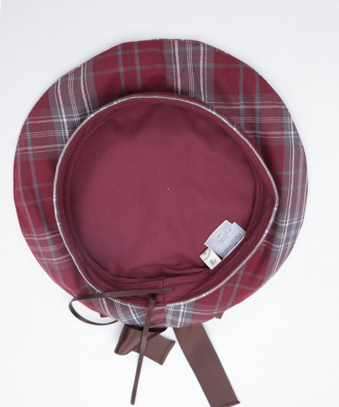 Tartan Plaid Ribbon Beret