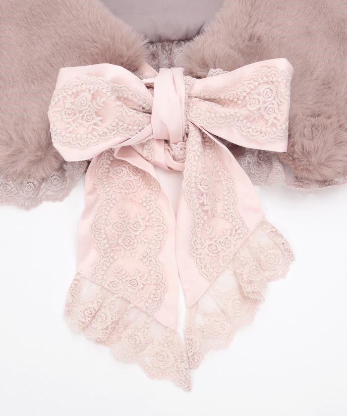 Ribbon Lace Fur Tippet