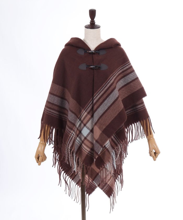 Side Line Check Poncho – axes femme from JAPAN