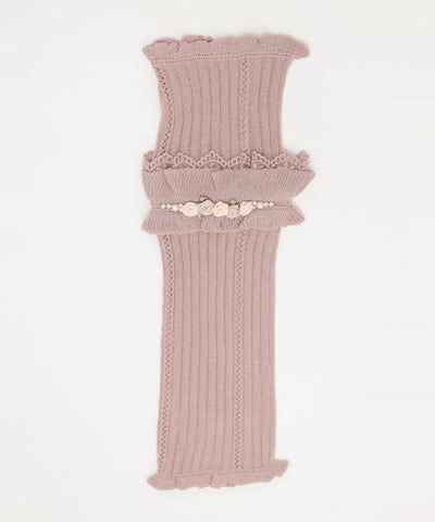 Ribbon Rose Knit Arm Warmers