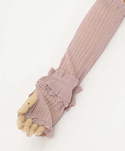 Ribbon Rose Knit Arm Warmers