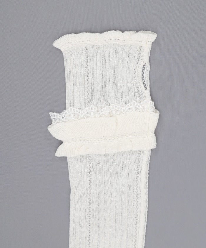 Ribbon Rose Knit Arm Warmers