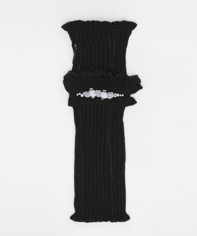 Ribbon Rose Knit Arm Warmers