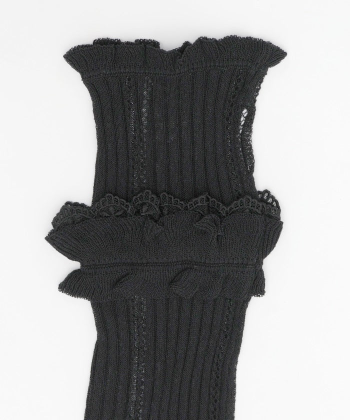 Ribbon Rose Knit Arm Warmers