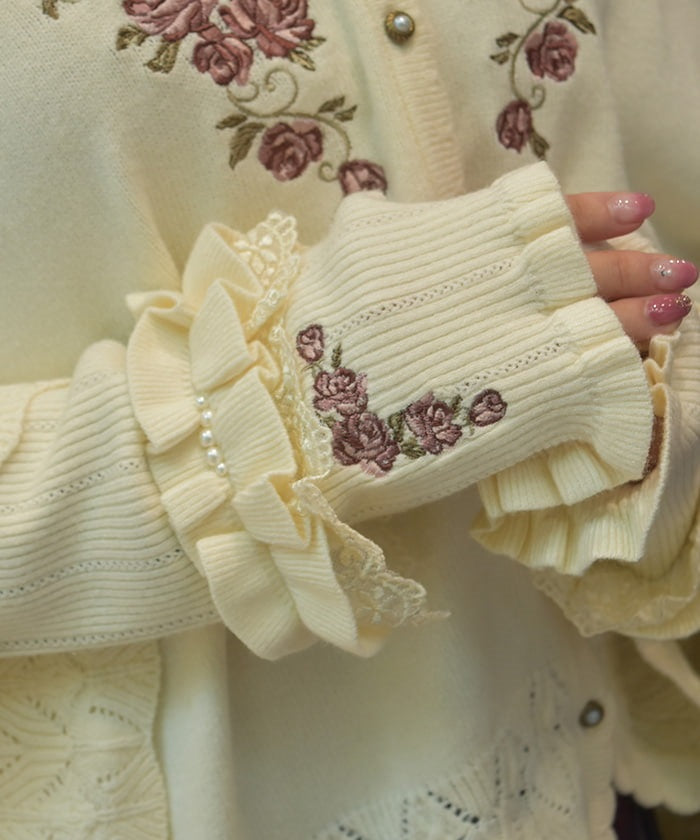 Rose Embroidery Arm Warmers