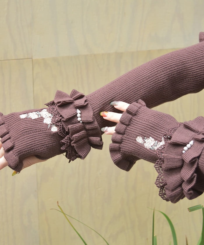 Rose Embroidery Arm Warmers