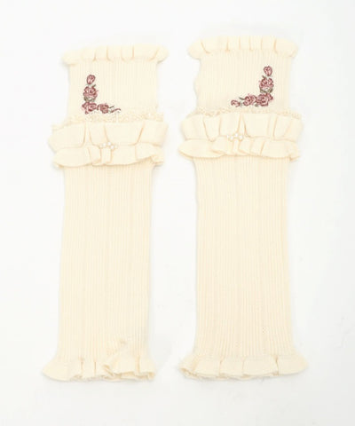 Rose Embroidery Arm Warmers