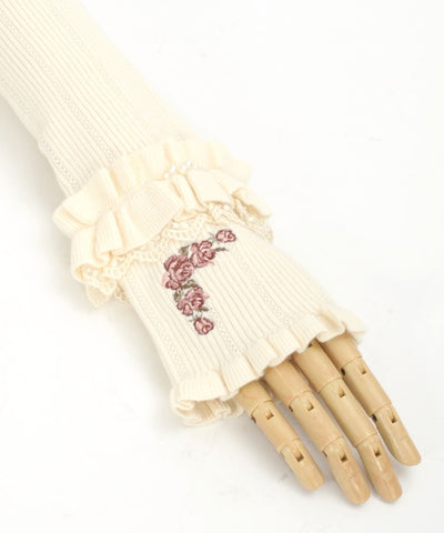 Rose Embroidery Arm Warmers