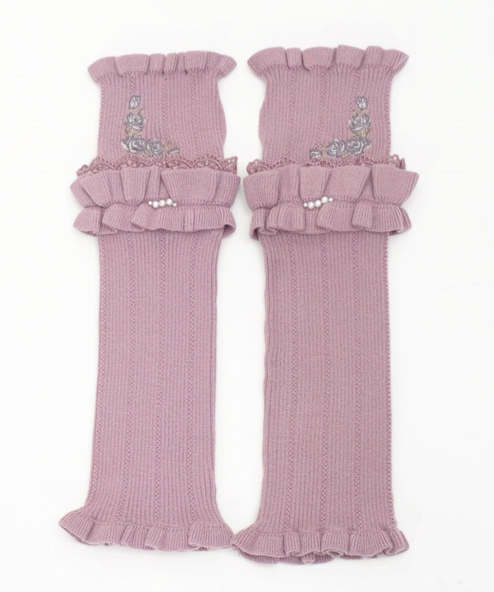 Rose Embroidery Arm Warmers