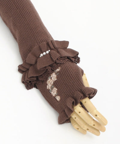 Rose Embroidery Arm Warmers