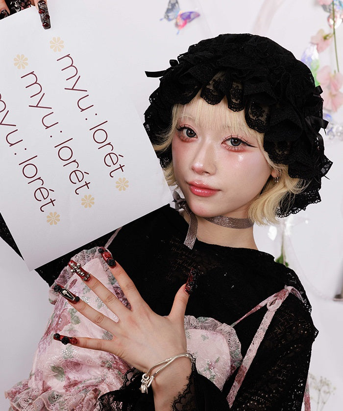 Ribbon & Frill Lace Cap – axes femme from JAPAN