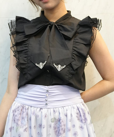 Tulle Frill Sleeveless Blouse – axes femme from JAPAN