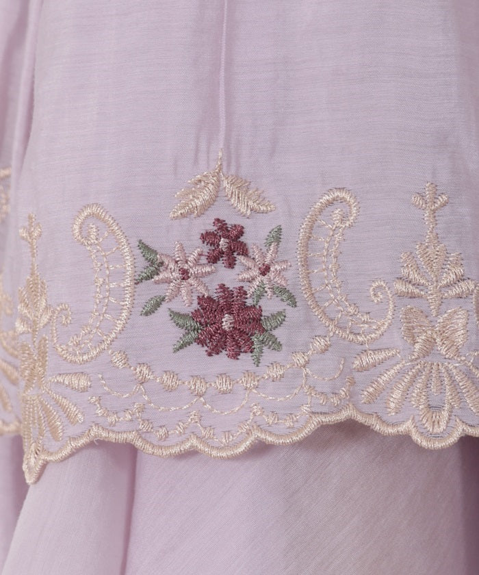 Lace Style Embroidery Frill Blouse