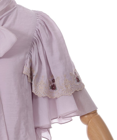 Lace Style Embroidery Frill Blouse