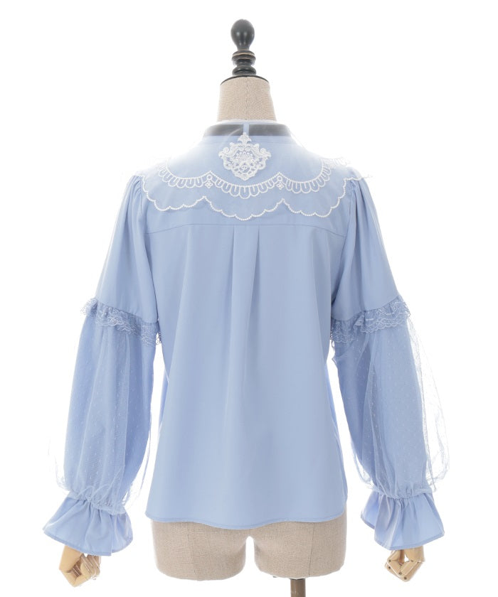 Embroidery Big Collar Blouse