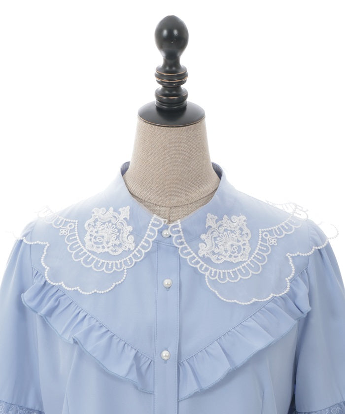 Embroidery Big Collar Blouse