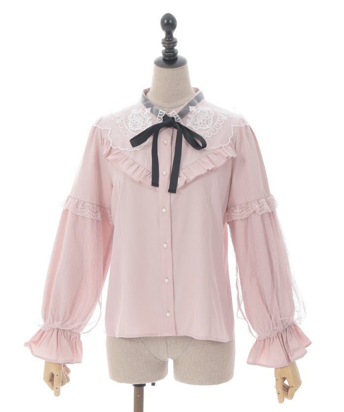 Embroidery Big Collar Blouse