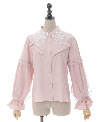 Embroidery Big Collar Blouse