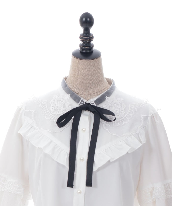 Embroidery Big Collar Blouse