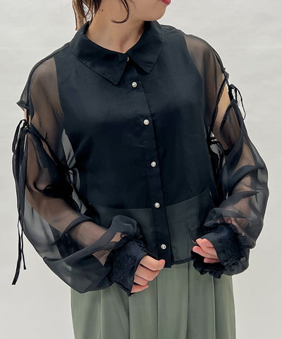 Open Shoulder Sheer Shirt