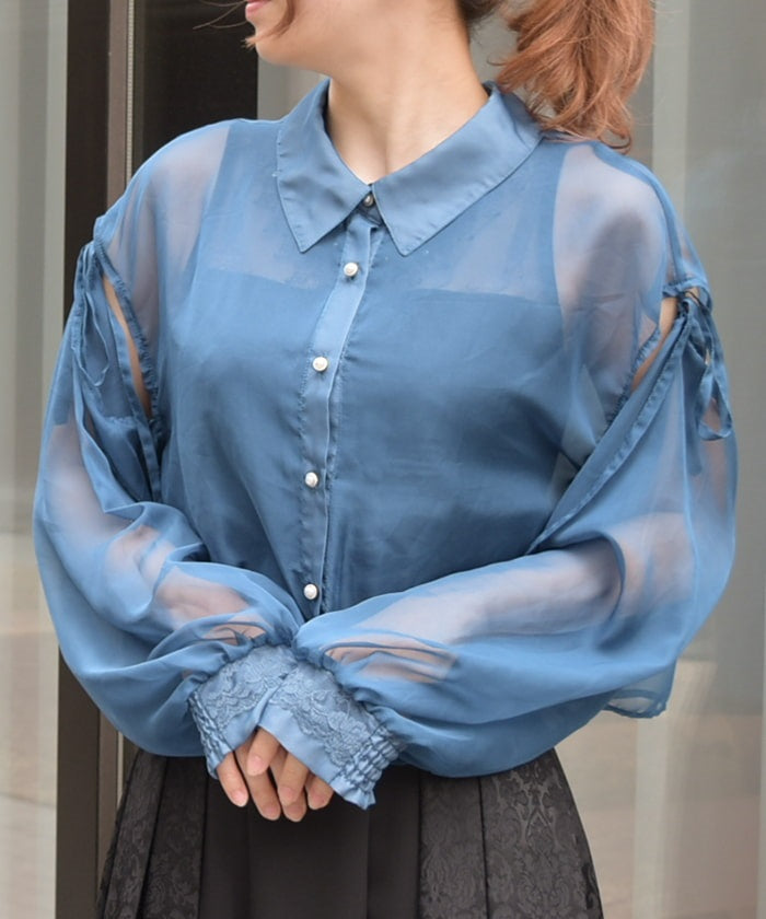 Open Shoulder Sheer Shirt