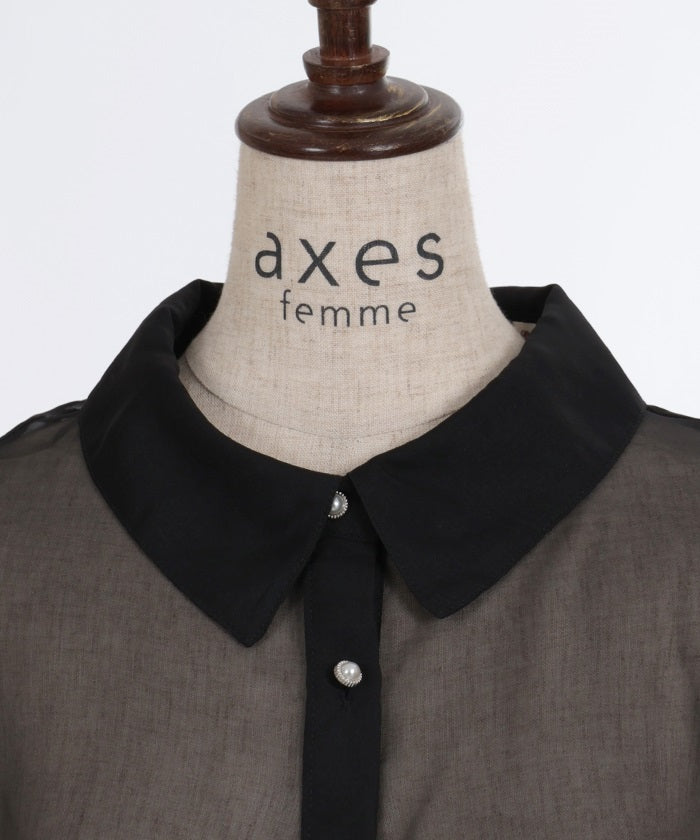 Open Shoulder Sheer Shirt – axes femme from JAPAN
