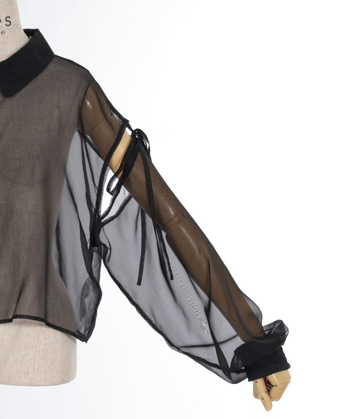 Open Shoulder Sheer Shirt – axes femme from JAPAN