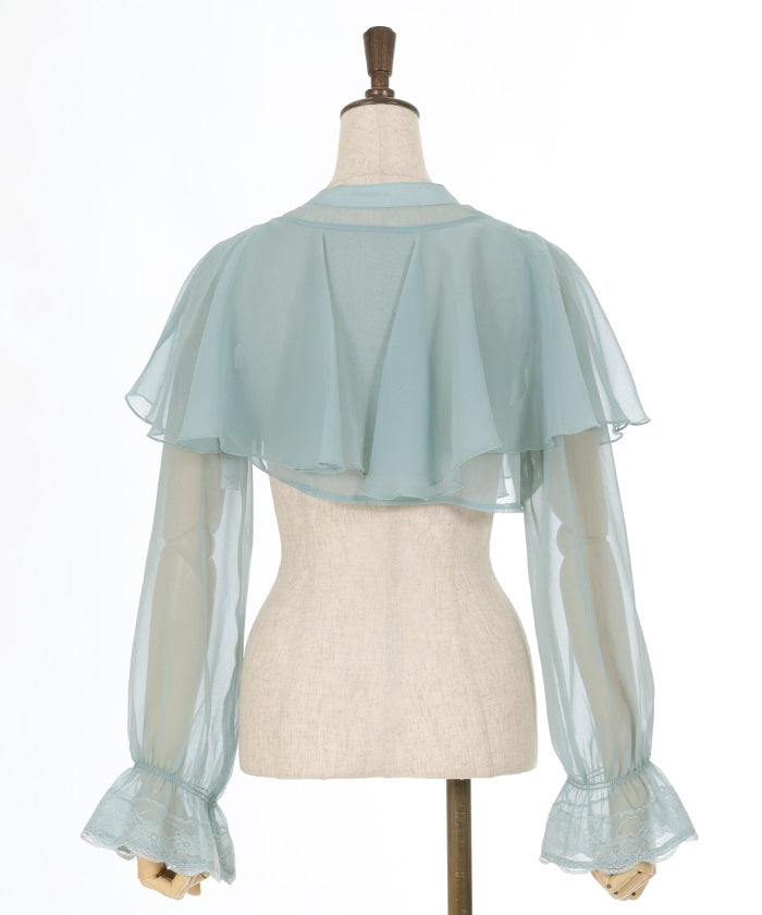 Lamé Cropped Blouse with Cape