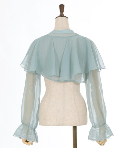 Lamé Cropped Blouse with Cape