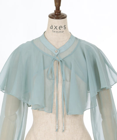 Lamé Cropped Blouse with Cape