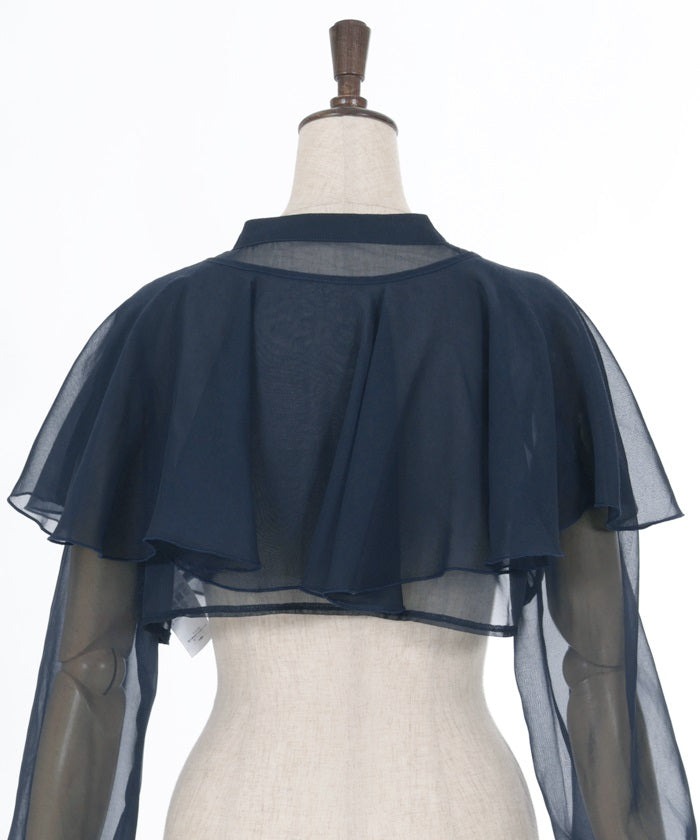 Lamé Cropped Blouse with Cape