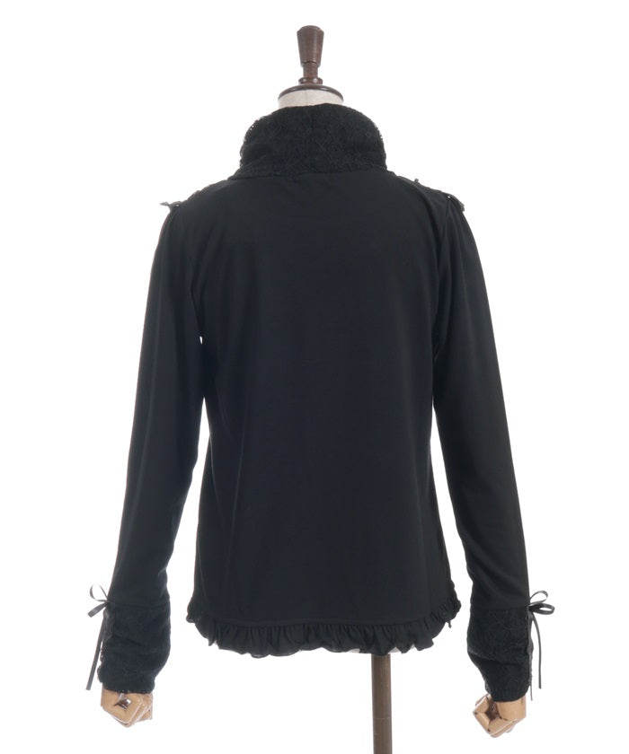 Yoke Lace & Ribbon Turtleneck