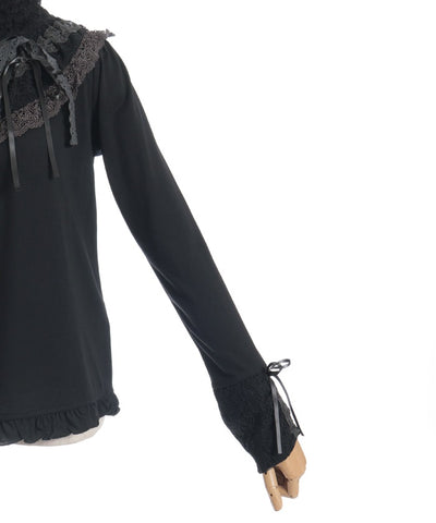 Yoke Lace & Ribbon Turtleneck